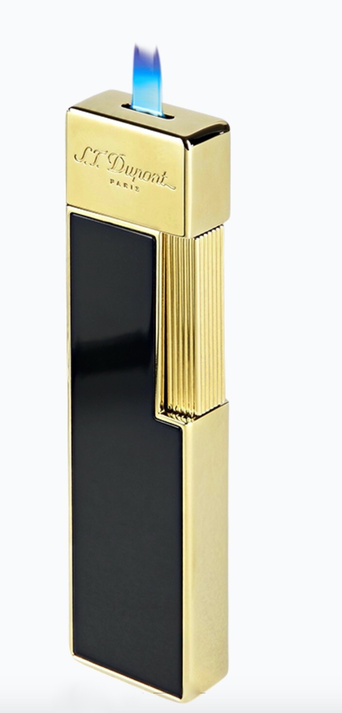 S.T. Dupont Twiggy Black Lacquer & Gold Lighter, 030112, 30112  New In Box