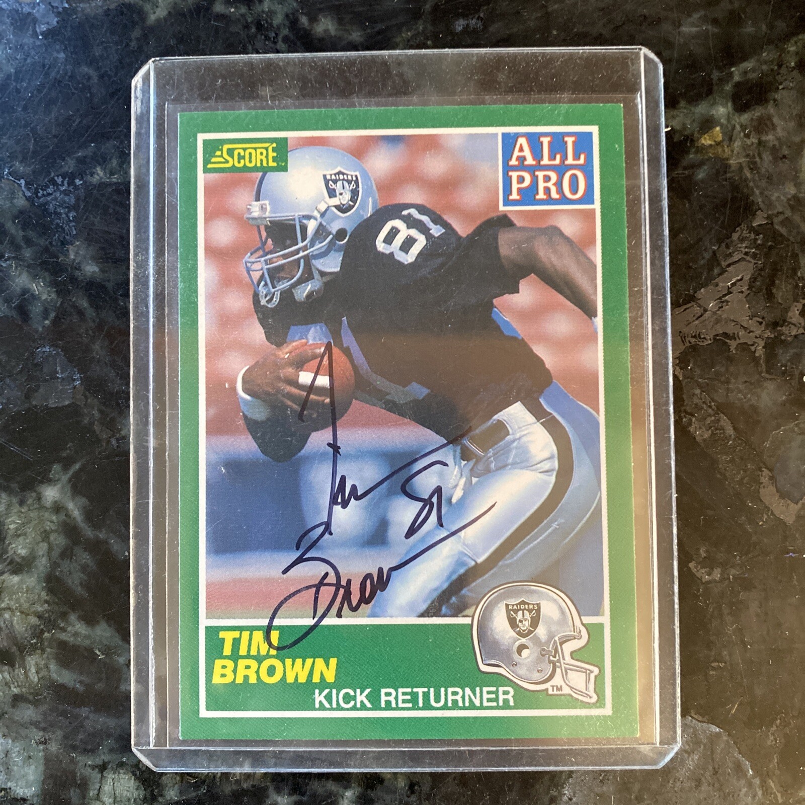 Tim Brown Autographed Signed Los Angeles Raiders 1989 Score #86 Auto Beckett Score All Pro Raiders Card 