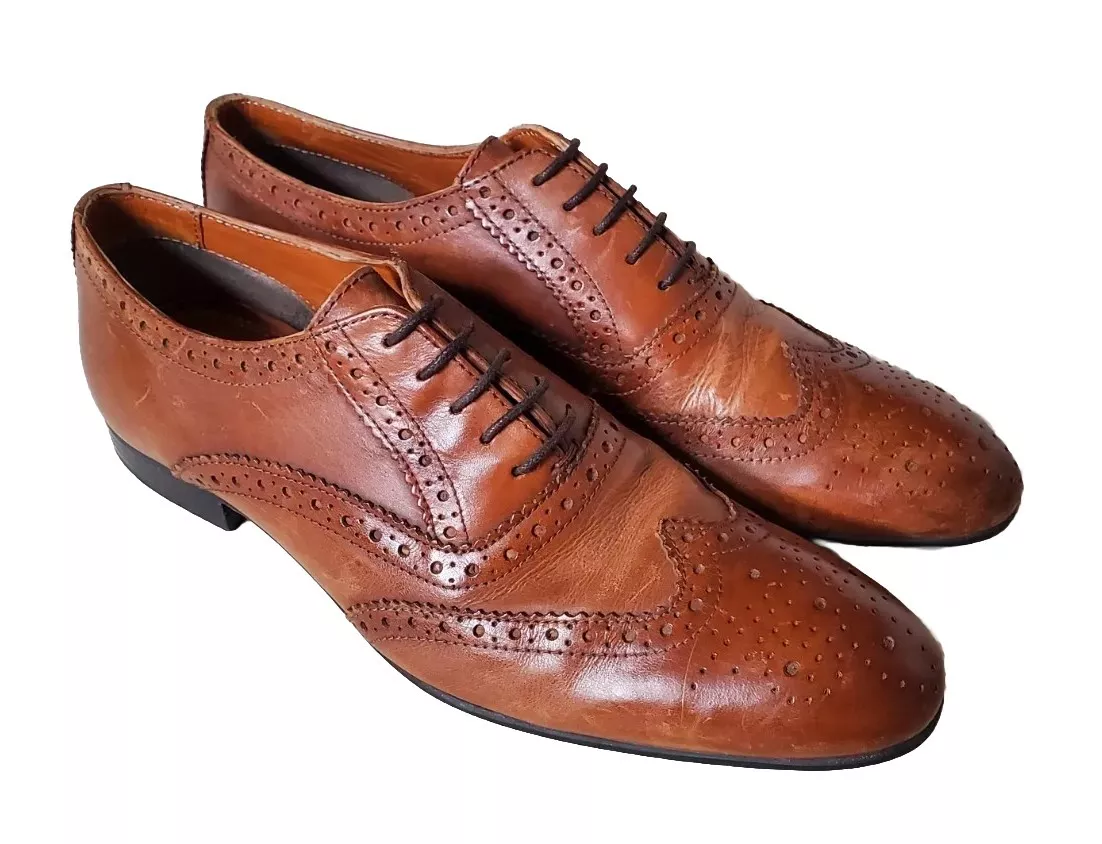 Mens dark tan brogues sale