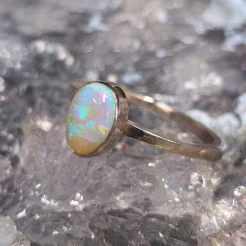Anillo Jazzy Lightning Ridge Cristal Ópalo 2.00ct Plata 925 A Medida Talla EE. UU. 10 - Imagen 2 de 7