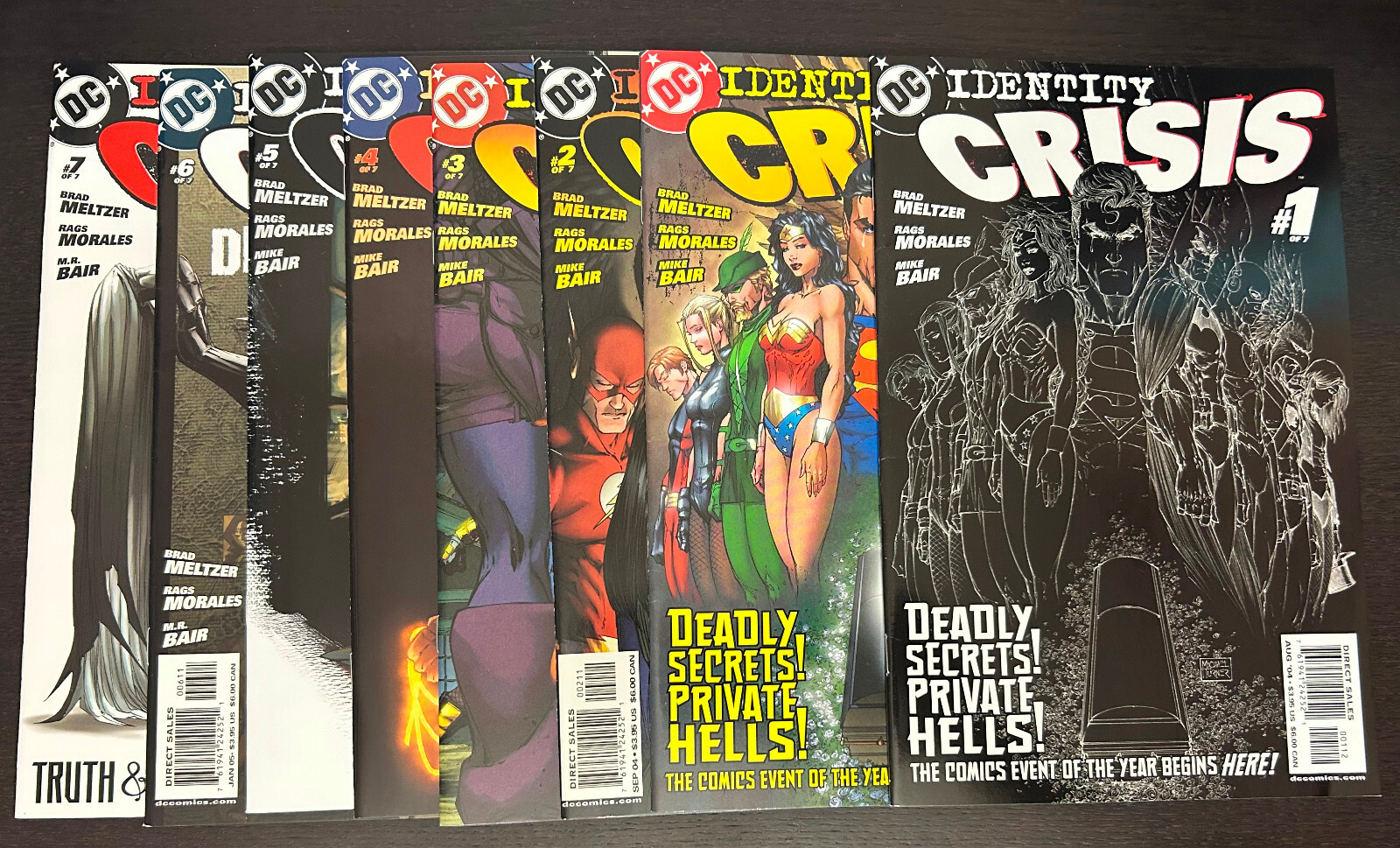 IDENTITY CRISIS #1-7 (DC Comics 2004) -- #1 2 3 4 5 6 7 + 2nd Pr #1 -- FULL Set