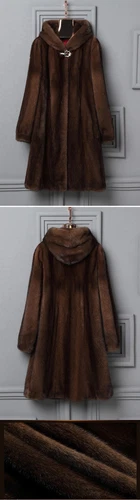 Women's New Mink fur Coat Long Hooded Casual Winter Warm faux fur Jacket - Bild 11 von 14