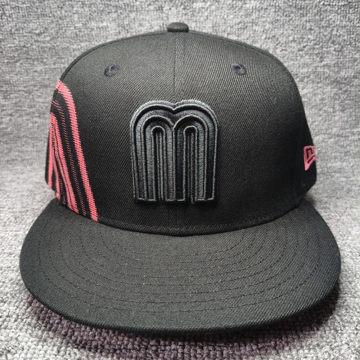 New Era Mexico 59FIFTY Fitted Black Pink 7 3 8 Flat Brim Hat