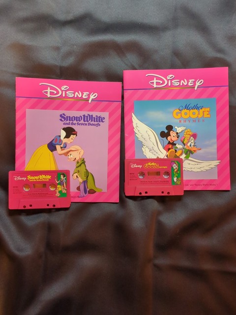 Walt Disney Read Along Books and Cassettes x2 Vintage Snow White, Mother Goose