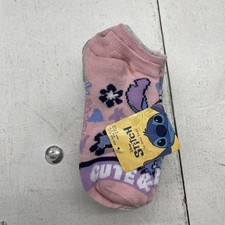 Disney Stitch Socks Kids Size M Multicolor No-Show 6 Pairs Floral Cartoon