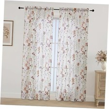 Crushed Sheer Curtains 84 Inches Long 2 42"W x 84"L Pack of 2 Flower C