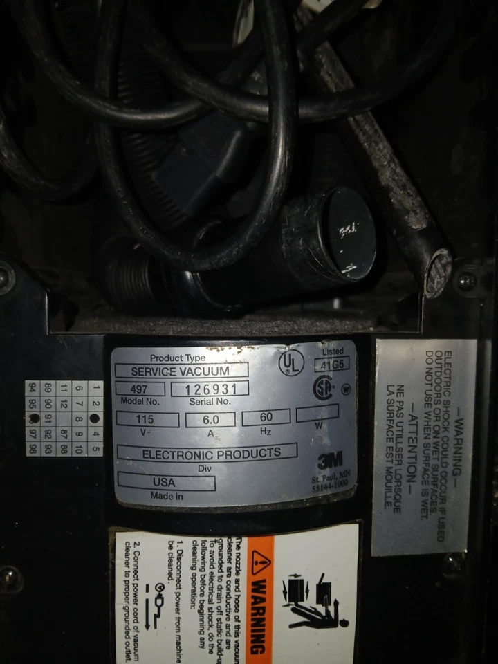 Manguera y cable de alimentación 3M Electronics Service Aspiradora Modelo 497 incluidos Foto 4 de 4