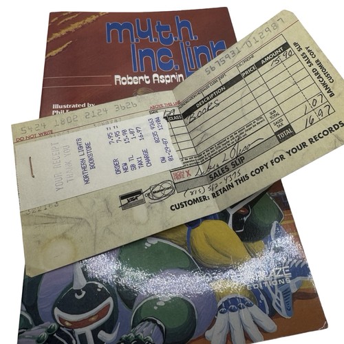 Vintage 80s Robert Asprin Myth Books One Signed Original Receipt 1st Prints - Foto 9 di 10