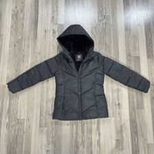 Swiss Tech Hooded Puffer Jacket, Black, Kids Size 10-12