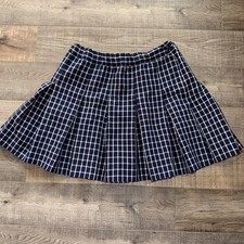 All American School Apparel USA Navy and White Plaid A-Line Preppy Skort Size 10
