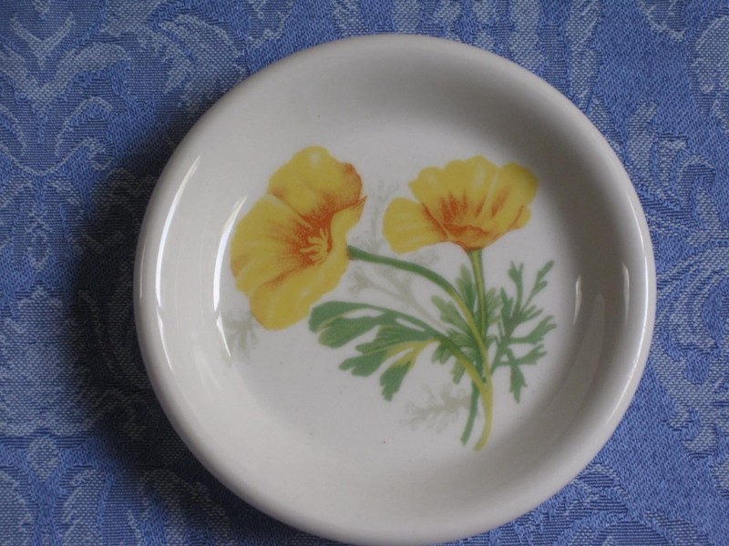 California Poppy Atchison Topeka & Santa Fe Dining Car Service Railroad Butter P