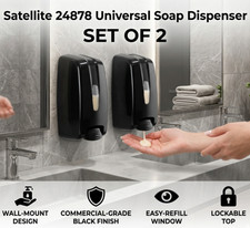 Satellite 24878 Universal Soap Dispenser Wall Mount Commercial Black Set of 2