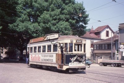 Portugal Porto Straßenbahn Infante 264 Radiola Werbung Farbe 35mm Eisenbahn Dia