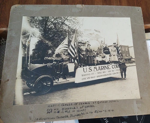 RARE 1919 Original USMC Photo 12X10" US marines ,Phila Parade , Opha May Johnson