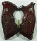 New, Wood checkered grips for S&W Revolvers, K, L Frame, Square Butt