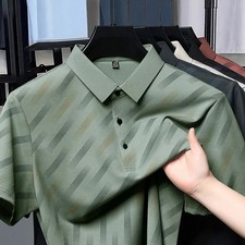 2025 New Men's Business Casual Short Sleeved Printed Polo Shirt Fashionable