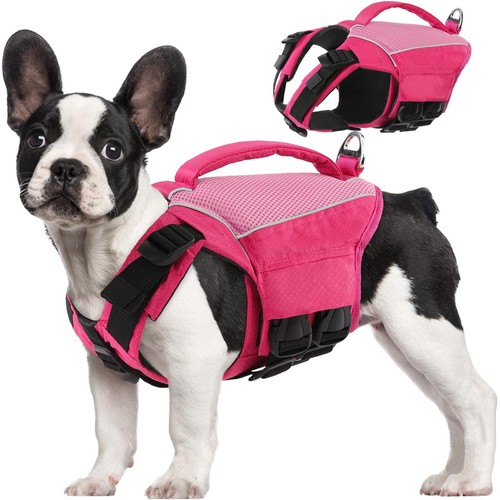 Dog Life Jacket - Medium Dog Floating Vest for Swimming & Boating, Adjustable...