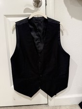 Men's Black Solid Formal Vest Size M Regular