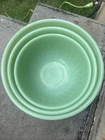 FIRE KING JADEITE SWIRL MIXING BOWLS 3PC. DIAMETER MINT