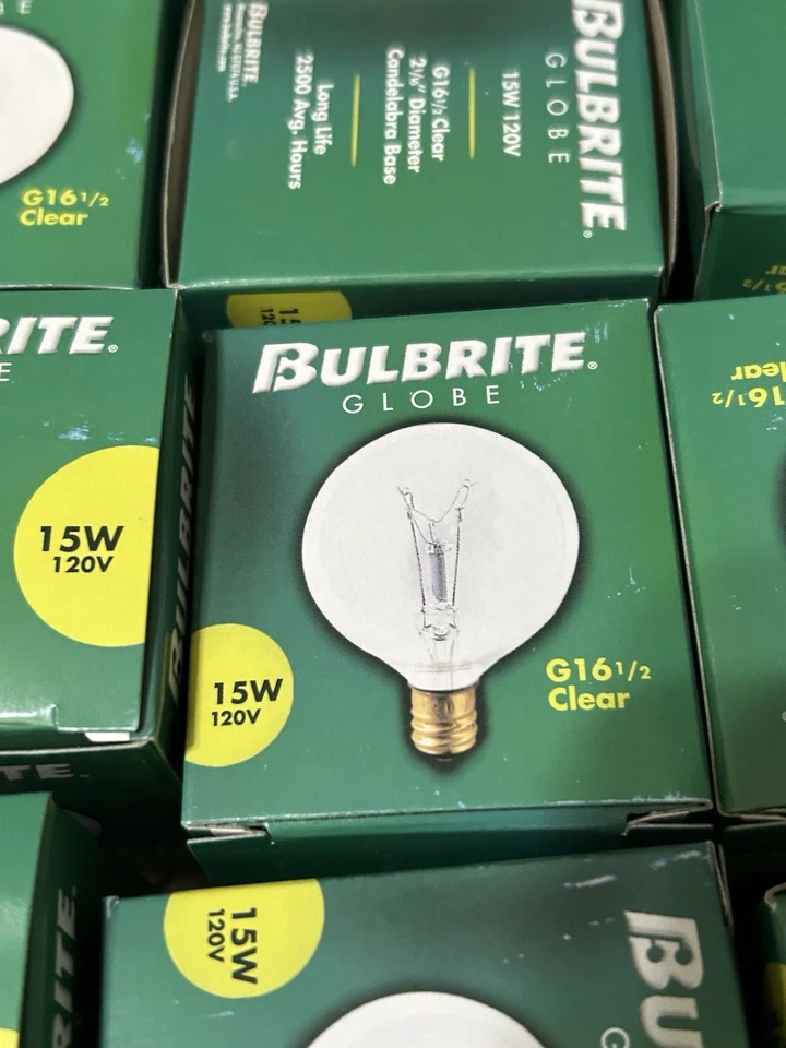 Bulbrite 391115 - 15G16CL2 G16 5 Decor Globe Light Bulb SET OF 25 NEW - Image 2 of 4