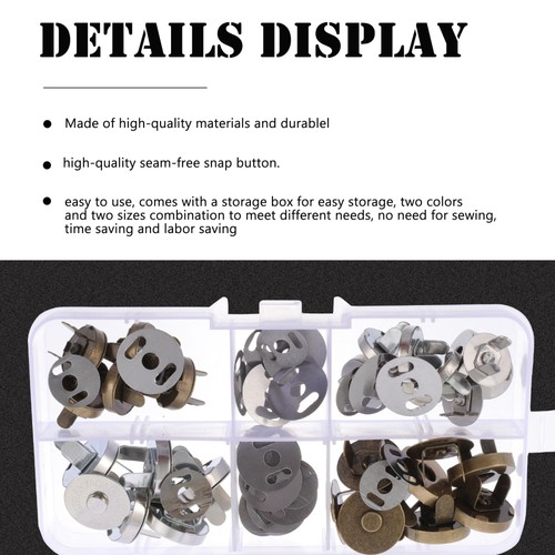 20 Sets Luggage Buckle Diy Magnetic Snaps Fastener Clasps Clothing Ornaments - Picture 8 of 12