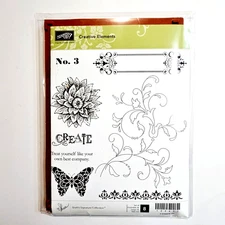 CREATIVE ELEMENTS Stampin' Up! Cling Rubber Stamps 122647 Flower Flourish bb232