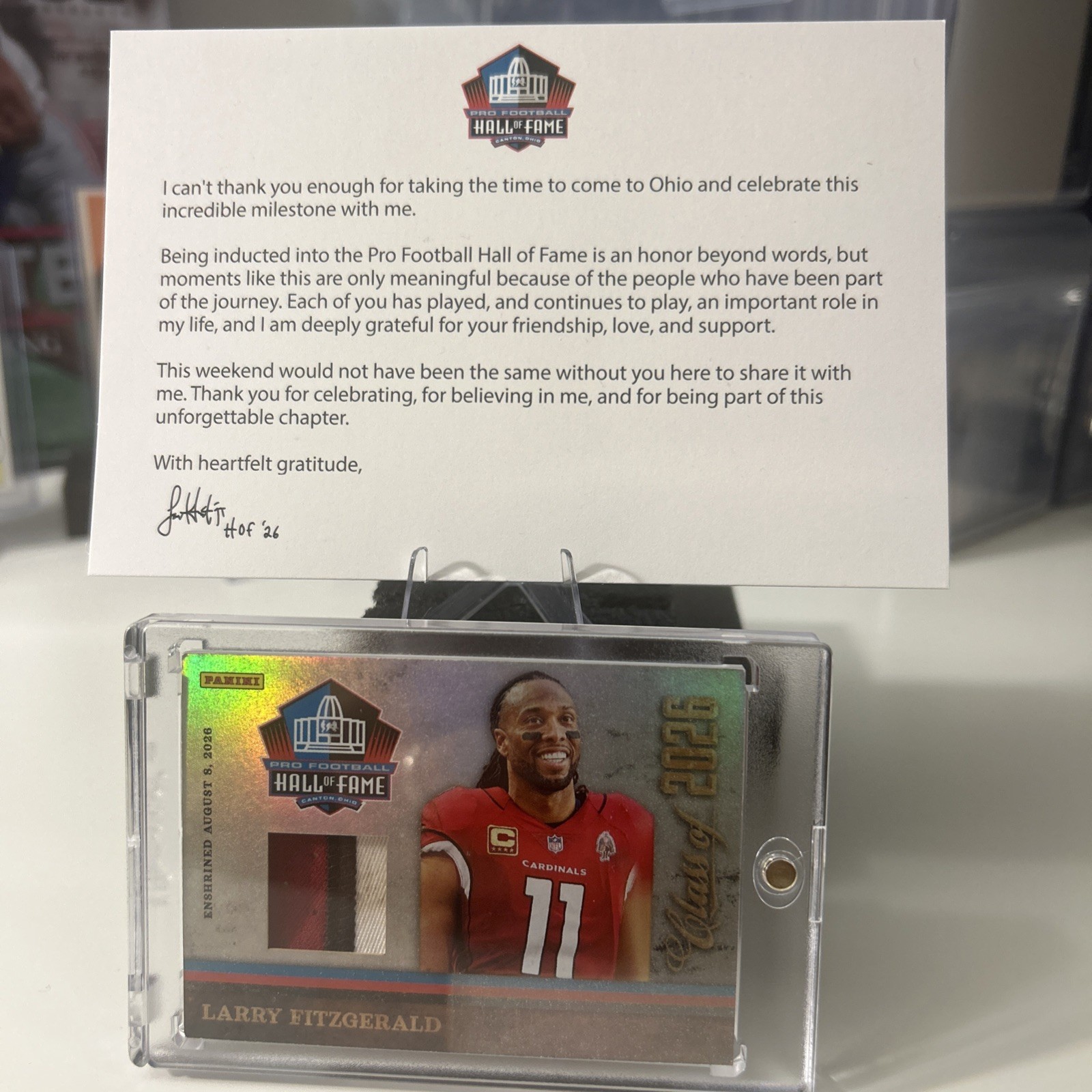 2026 Panini Hall Of Fame Larry Fitzgerald Game Used Jersey Patch /350