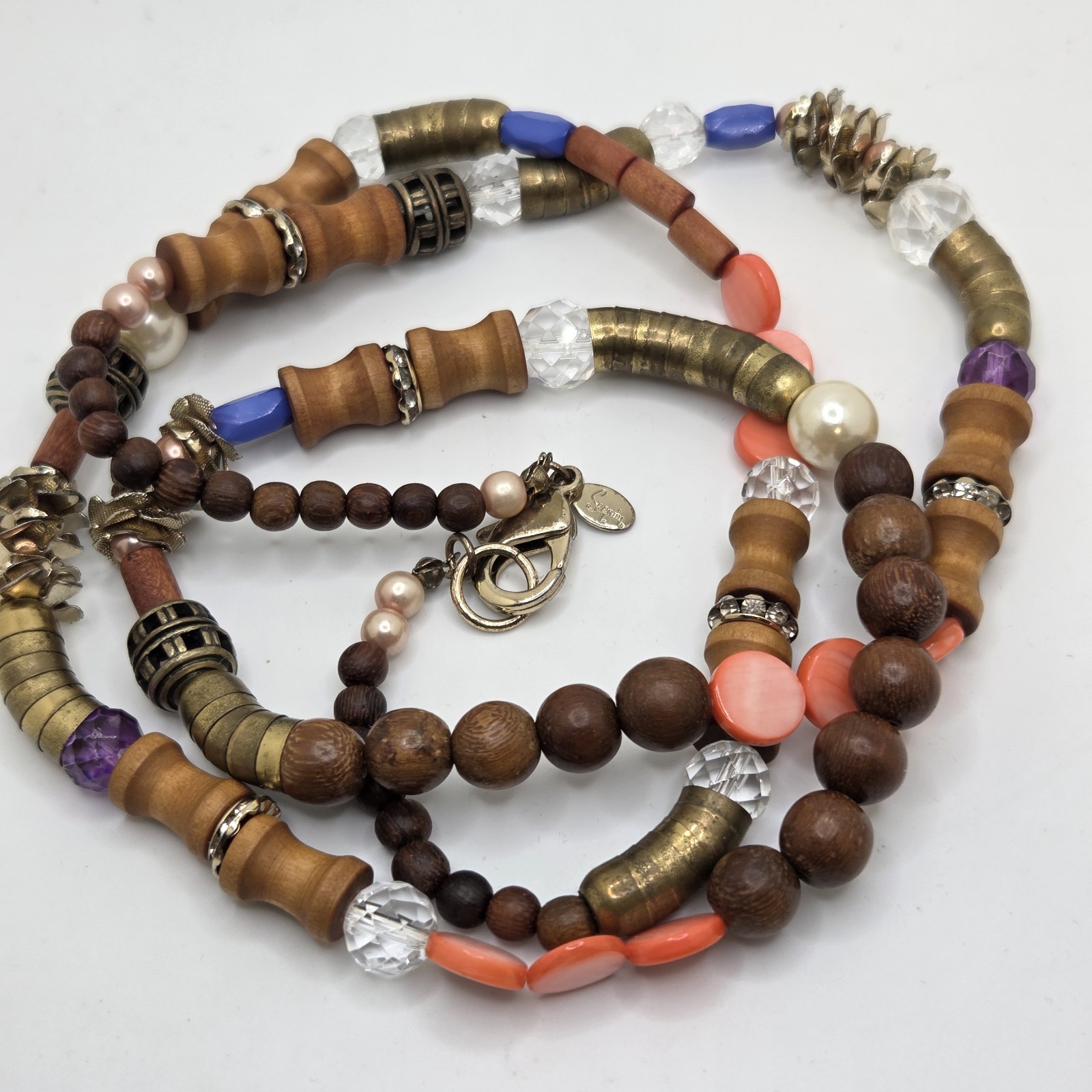 Multicolor Long Necklace Mixed Materials & Goldto… - image 12