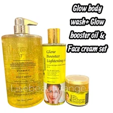 Glow Booster Lightning Body Oil+ Face Cream & Daily Brightening Body Wash 3pcs👌