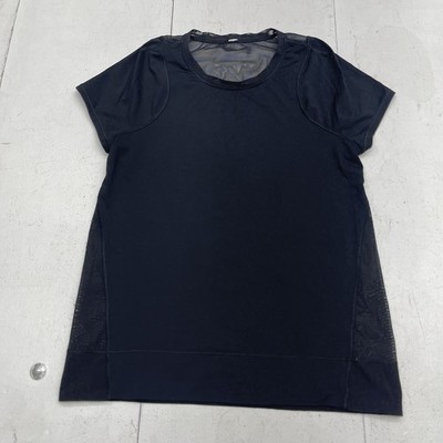 Lululemon Mind Over Miles Black Mesh Back Short Sleeve T Shirt Women's Size 6