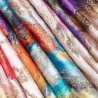 Abstract Printed Metallic Embroidered Satin 90 Gsm Lightweight Polyester Fabric