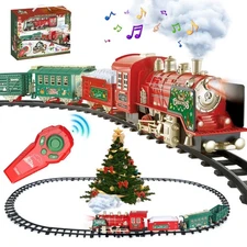 Christmas Train Set - Updated Remote Control Christmas Train Toys w/Smoke, So...
