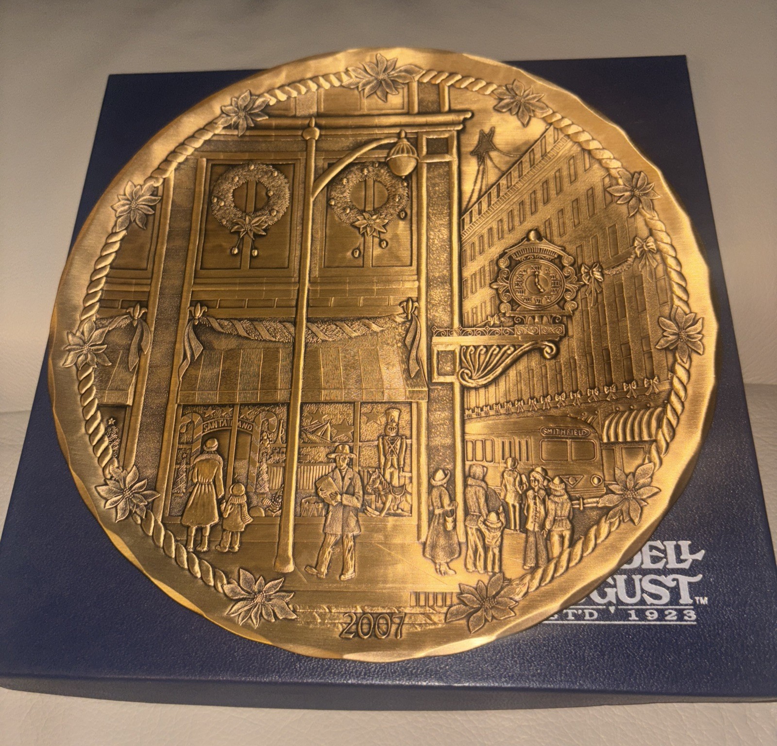 WENDELL AUGUST FORGE CHRISTMAS PLATE LIMITED EDITION BRONZE 2007