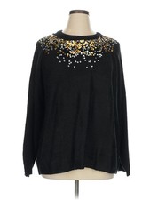 Ellos Women Black Pullover Sweater 1X Plus