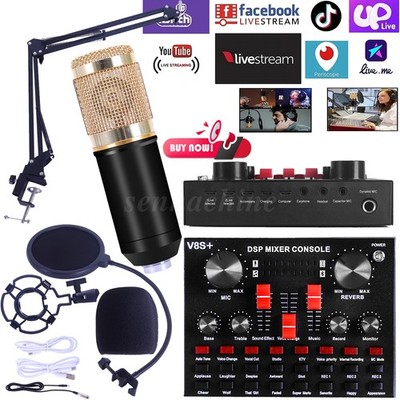 Headset Studio Recording Kit Podcast Mixer Equipment Condenser Microphone Set US