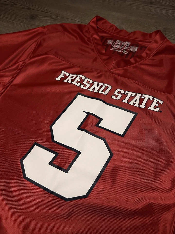 复古品牌球衣男式 XL 码全新带标签弗雷斯诺州斗牛犬 #5 Jalen Cropper  — 第 2/4 张图片