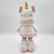 Living Textiles Kenzie The Unicorn Plush Stuffed Animal Knitted Rattle Toy 16"