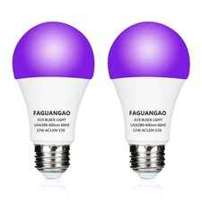 FAGUANGAO LED Black Light Bulb,12W 100Watt Equivalent A19 UV Blacklight Bulb...