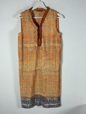 Elie Tahari Womens Orange Pleated Sleeveless Shift Dress Size 4 Quarter Zip