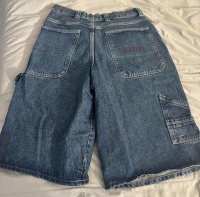 BDG Urban Outfitters Cargo Denim Shorts Blue 27W Relaxed Fit Belt Loops Pockets