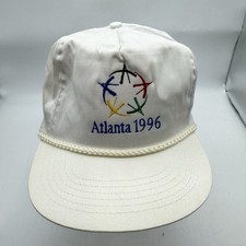 Vintage 1996 ATLANTA OLYMPICS STAR  RINGS HAT/CAP Rope White Embroidered
