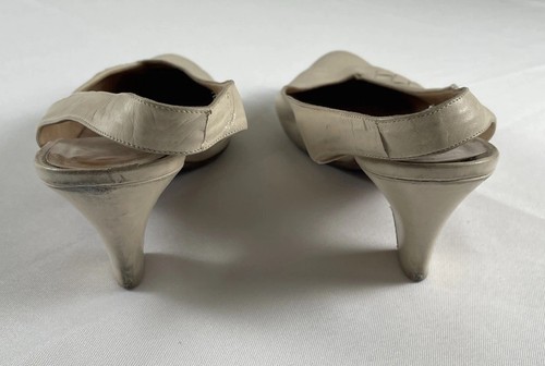 Vintage 80s Bottega Veneta Cream  Half Woven Detail Pumps 7.5 *FLAW READ* - Picture 5 of 12