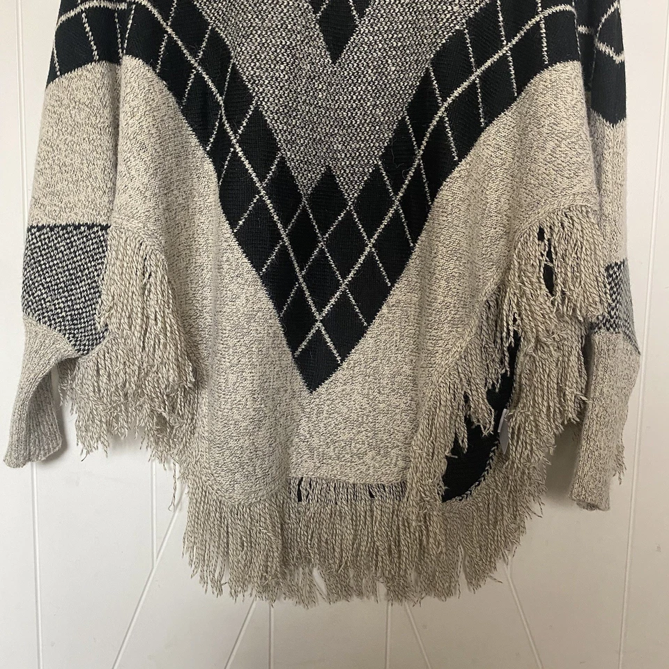 Suéter Poncho Monteau Para Mujer Talla L Flecos Diamante Suroeste Boho Pullover Foto 4 de 4