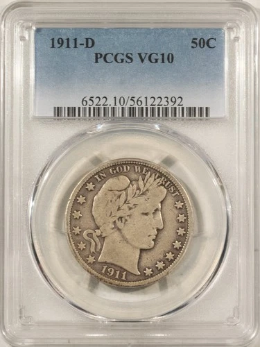 1911-D BARBER HALF DOLLAR – PCGS VG-10