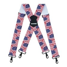 Men's Suspender 1.5/2 Inch Wide Suspenders Full Elastic X Back 2 inch Usa Flag
