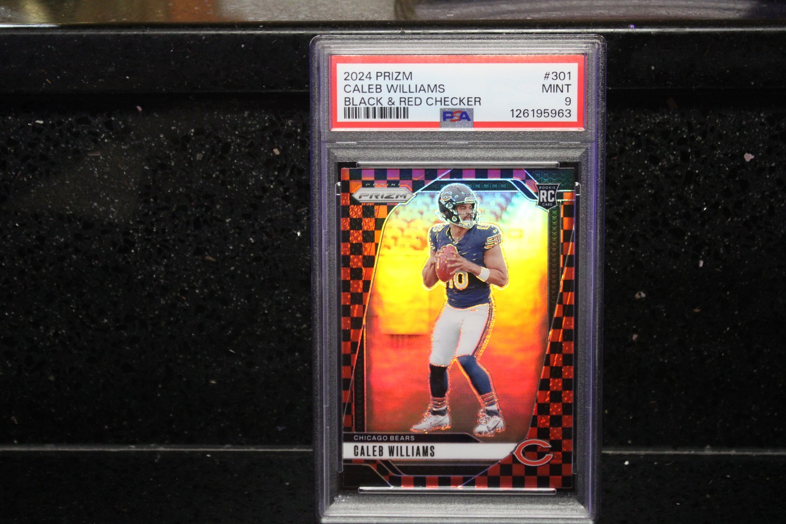 2024 Panini Prizm Caleb Williams RC Rookies Black/Red Checker #301 PSA 9 FIRE!