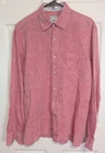 Peter Millar Shirt Men's Medium Pink 100% Linen Button Up Long Sleeve Casual