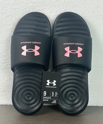 Under Armour Women's Black / Pink Ansa Fix Slides Size 9 New With Tag