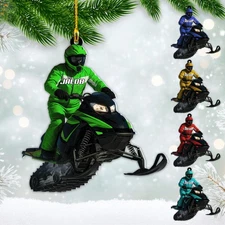 Personalized Snowmobile Ornament 2025, Custom Snowmobile Christmas Ornament, Hel
