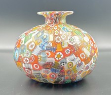 Murano Glass Millefiori Gold Quilt 4.5  Onion Shape Vase EXC